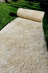 Hemp landscaping fabric rolled out.